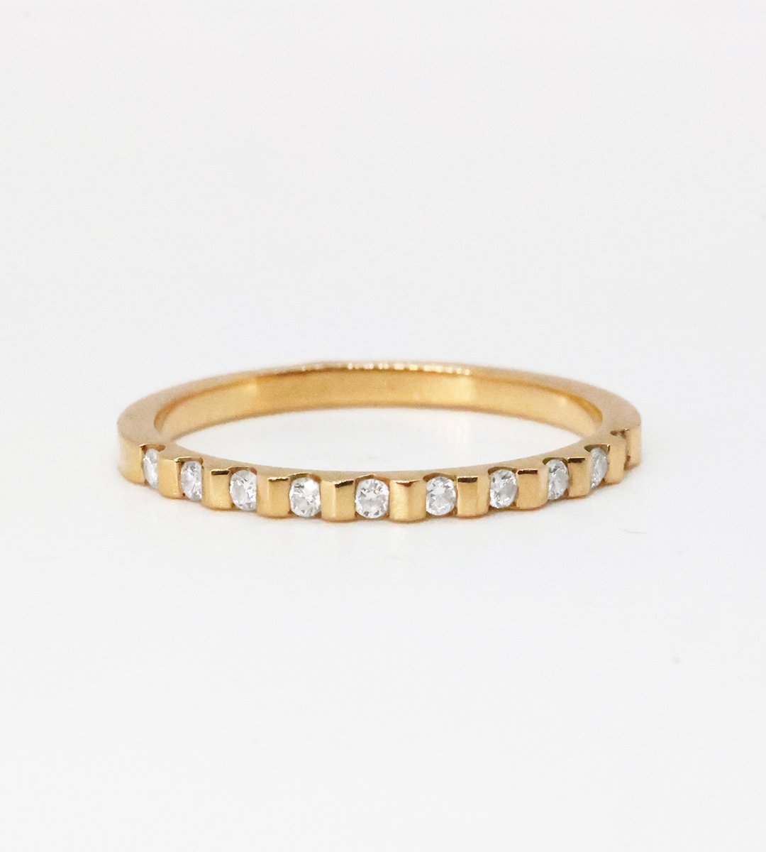 Alliance barrettes or jaune sertie de diamants