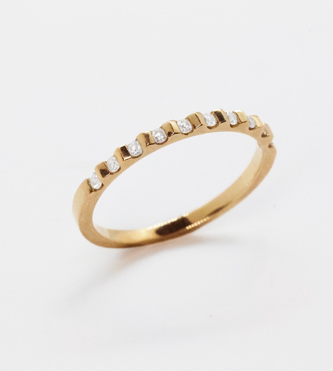 Alliance barrettes or jaune sertie de diamants
