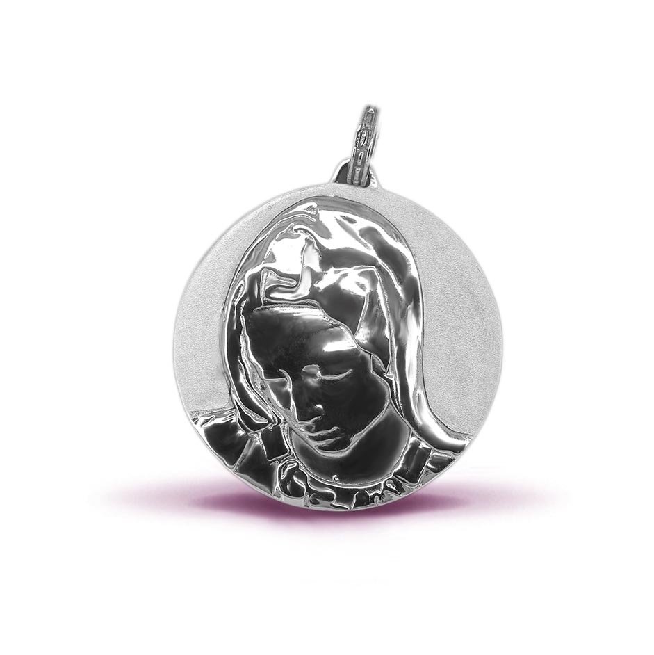 Pieta en argent - 20mm, Fond mat et détails brillants