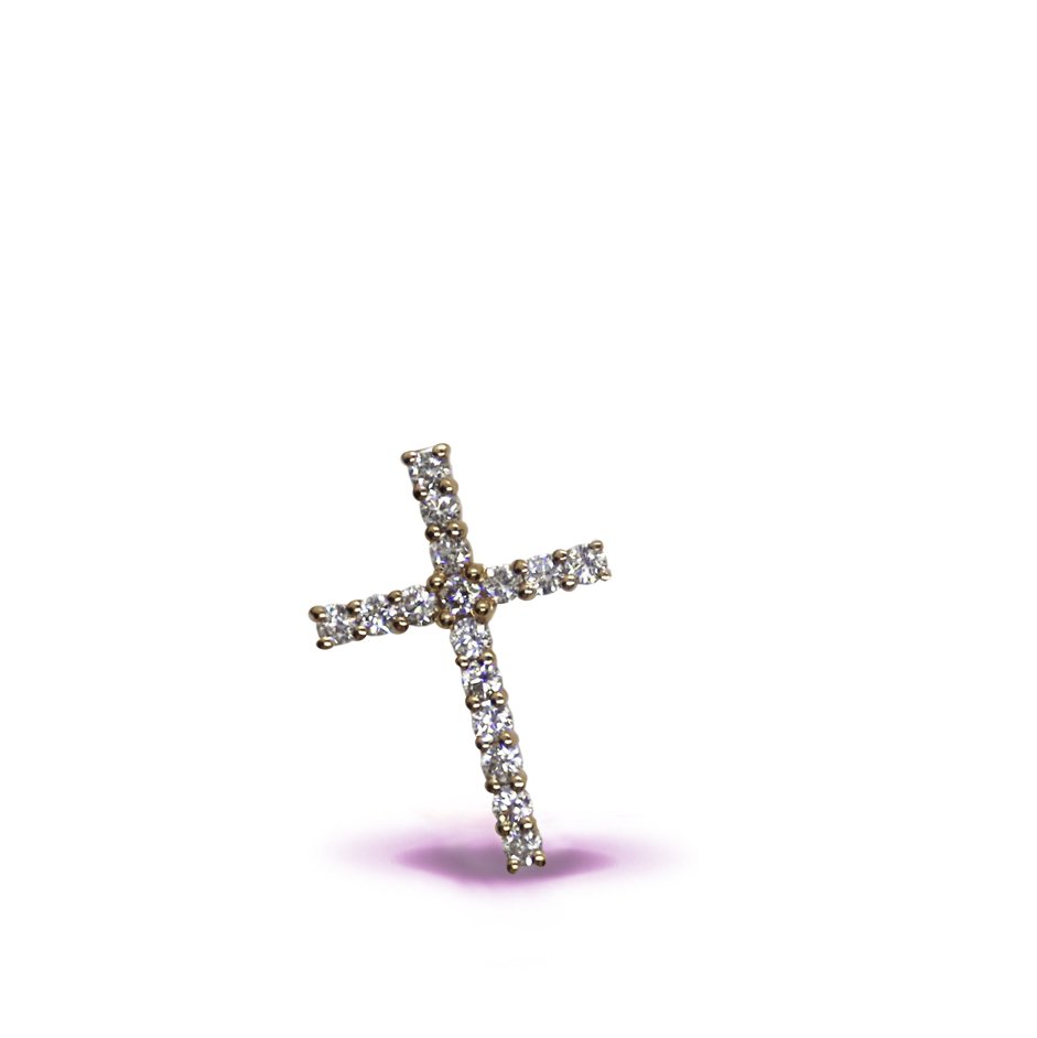 Croix diamants or jaune 15mm